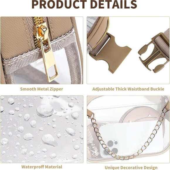 Versatile Clear Crossbody Bag with Metal Chain – Ideal for Festivals & Travel - Picture 4 of 6